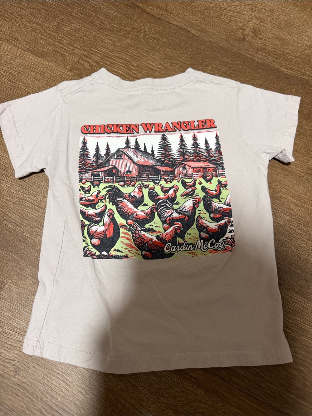 Kids Chicken Wrangler Graphic Tee - White by Cardin McCoy